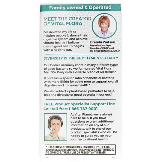 Vital Flora Men 55+ Daily Probiotic + Prebiotics Shelf Stable, VTP